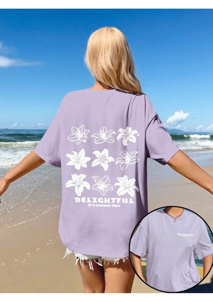 Kadın Peace And Love Baskılı Oversize T-Shirt