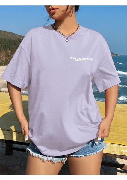 Kadın Peace And Love Baskılı Oversize T-Shirt modelleri