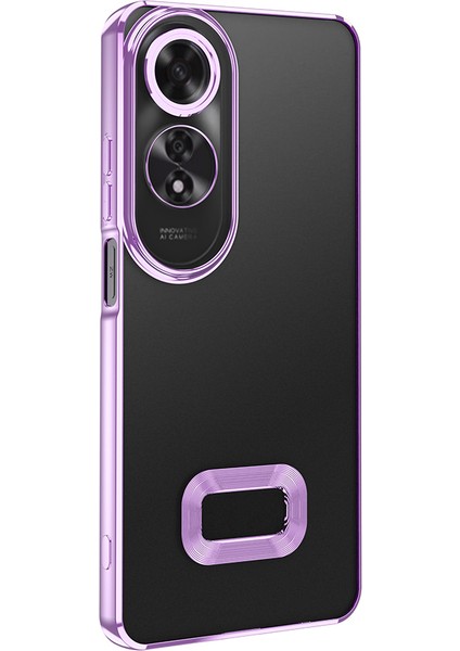 Oppo A60 Uyumlu Kılıf Omega Silikon Lila + Ekran Koruyucu