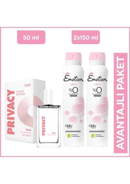 Love Edt Kadın Parfüm 50 Ml+ Emotion Love Kadın Deodorant 2x150 Ml