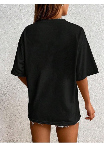 Cepte Panda Baskılı Kadın Oversize Salas T-Shirt Boyfriend fiyatları