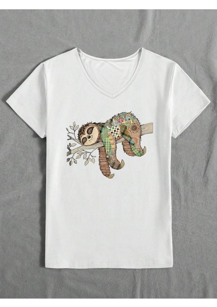 Kadın Baskılı Kadın Oversize V Yaka T-Shirt Salaş fiyatları