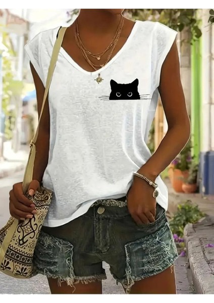 Pocket Printed Baskılı Kadın Oversize Salas T-Shirt Boyfriend