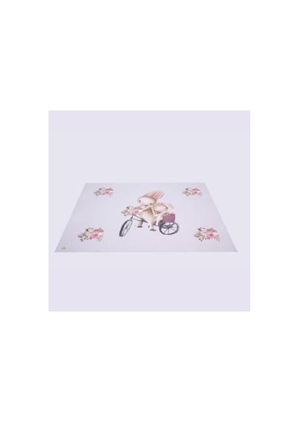 %100 Organik Pamuk Çocuk Oyun Matı - Çiçek ve Tavşan Temalı - 120 x 150 cm indirimleri