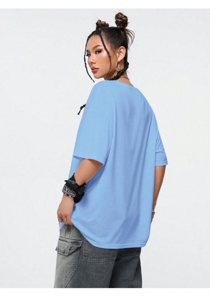 Unisex Siyah Oversize T-Shirt Renkli Yüz Baskılı fiyatları