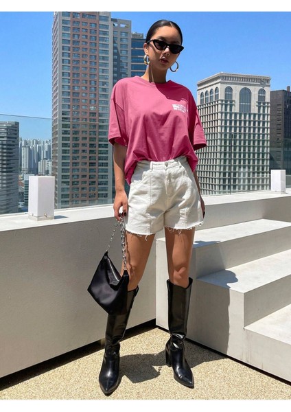 Kadın Cherısh Tıme Effect Baskılı Oversize Salaş T-Shirt Boyfriend fiyatları