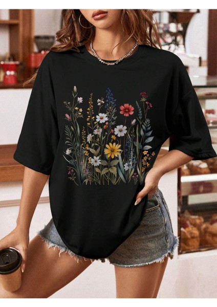 Butterflies Baskılı Kadın Oversize Salaş T-Shirt Boyfirend fırsatları
