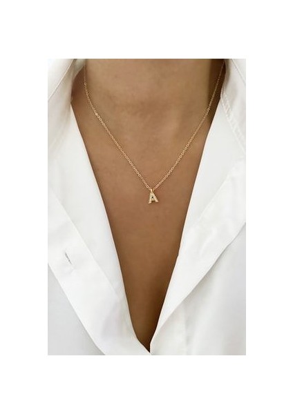 Ince Zincir Zirkon Taşlı Harf Kolye A Harfi