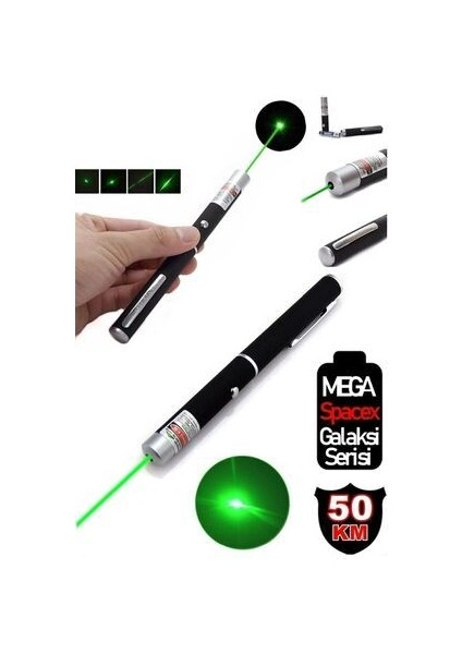 KLM-1001 Mega Spacex Galaxy Serisi Yeşil Lazer Pointer 300 Mw 50 Km Etkili Green Laser Pointer Güçlü