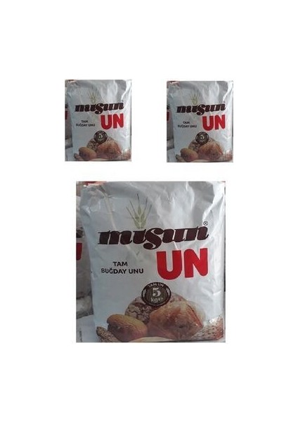 3 Adet Tam Buğday Unu,esmer 5 kg 3X5KG-ASAFKNT