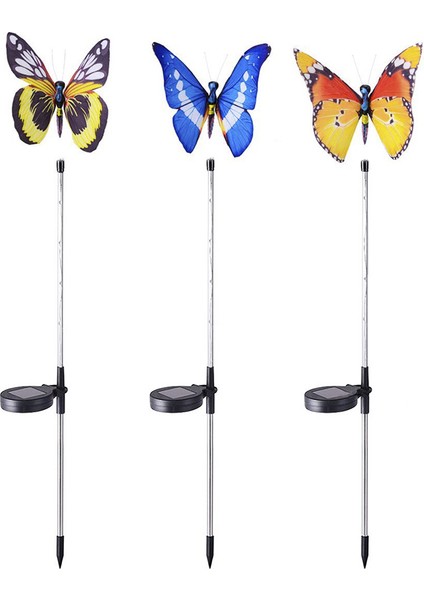 Silhouette Açık Bahçe Güneş Işığı, 3 Adet Güneş Işığı Çok Renkli LED Kelebek Işık, Mor LED Işık ile Fiber Optik Kelebek Dekorasyon Işığı (Yurt Dışından)