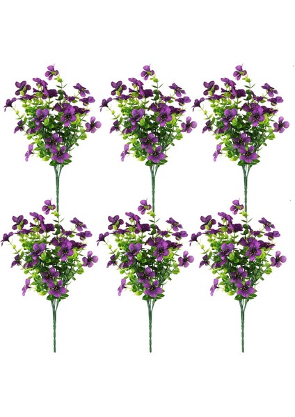 Silhouette 6 Paketler Uv Dalı Sahte Bitkiler Açık Sahte Plastik Çiçekler Bahçe Pencere Kutusu Sundurma Ev Mor (Yurt Dışından)