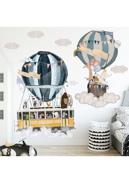 Silhouette Hava Balonu Sevimli Duvar Sticker Çocuk Odaları Dekor Duvar Çıkartmaları Ev Dekorasyon Çocuk Yatak Odası Çıkartmalar Duvar Resimleri Duvar Kağıdı (Yurt Dışından) modelleri
