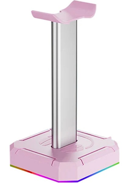 Kulaklık Braketi Ekran Rafı Rgb Arka Aydınlatma Baş Üstü Stand Tutucu Masaüstü Düzenleyici Dikey Braket Askısı, Pembe (Yurt Dışından)