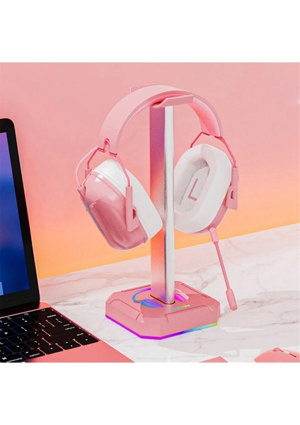 Kulaklık Braketi Ekran Rafı Rgb Arka Aydınlatma Baş Üstü Stand Tutucu Masaüstü Düzenleyici Dikey Braket Askısı, Pembe (Yurt Dışından) fiyatları