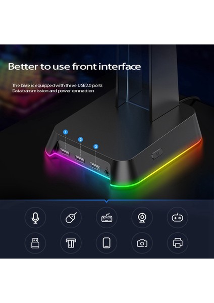 Onikuma St-2 Kulaklık Standı Rgb 3 USB Portlu Masaüstü Kulaklık Standı Pc Oyuncuları Için Uygundur Kulaklık Beyaz (Yurt Dışından) fiyatları