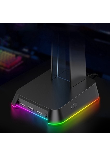 Onikuma St-2 Kulaklık Standı Rgb 3 USB Portlu Masaüstü Kulaklık Standı Pc Oyuncuları Için Uygundur Kulaklık Beyaz (Yurt Dışından) modelleri