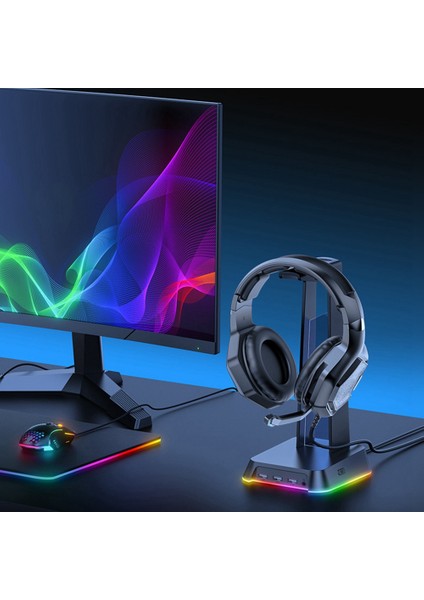 Onikuma St-2 Kulaklık Standı Rgb 3 USB Portlu Masaüstü Kulaklık Standı Pc Oyuncuları Için Uygundur Kulaklık Beyaz (Yurt Dışından) indirimleri