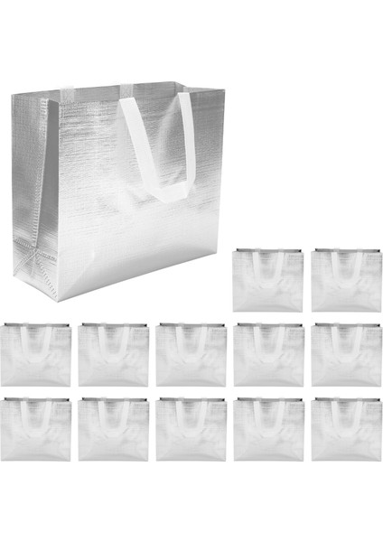 Silhouette 12 Adet Parlak Yeniden Kullanılabilir Bakkal Çanta Alışveriş Bez Çantalar Saplı, Nedime Çantaları Noel Için Dokunmamış Çanta (Yurt Dışından)