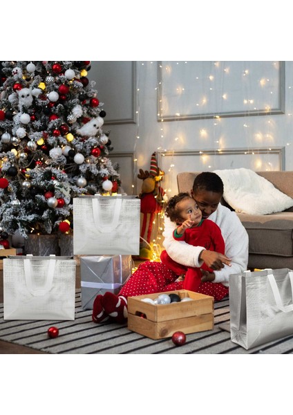 Silhouette 12 Adet Parlak Yeniden Kullanılabilir Bakkal Çanta Alışveriş Bez Çantalar Saplı, Nedime Çantaları Noel Için Dokunmamış Çanta (Yurt Dışından) fiyatları