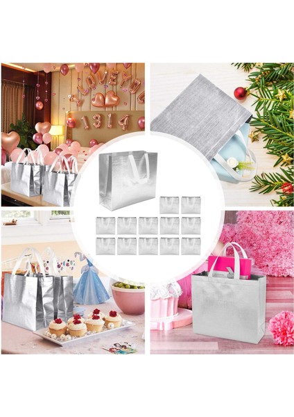 Silhouette 12 Adet Parlak Yeniden Kullanılabilir Bakkal Çanta Alışveriş Bez Çantalar Saplı, Nedime Çantaları Noel Için Dokunmamış Çanta (Yurt Dışından) indirimleri