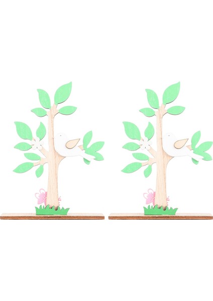 Silhouette 2 Adet Ahşap Renkli Karikatür Paskalya Ağacı Süsleme Kuş Kurbağa Parti Masa Dekorasyonu, Paskalya Si (Yurt Dışından)