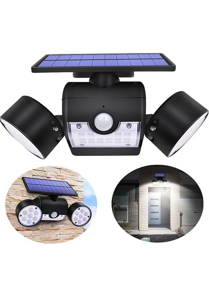 Silhouette Çift Kafa Solar Lamba Açık Su Geçirmez Bahçe Duvarı Güneş Işığı 30 Ayarlanabilir Açı Güvenlik Aydınlatma ile (Yurt Dışından) fırsatları