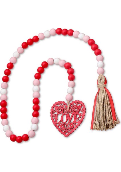 Silhouette Sevgililer Günü Kalp Ahşap Boncuk Asılı Çelenkler Çiftlik Evi Boncuk Çelenkler Namaz Boncuk Katmanlı Tepsi Dekor, A (Yurt Dışından)