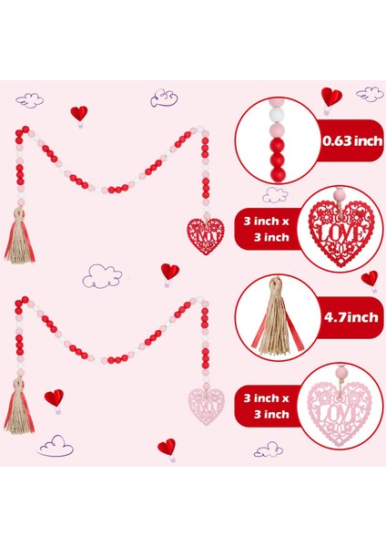 Silhouette Sevgililer Günü Kalp Ahşap Boncuk Asılı Çelenkler Çiftlik Evi Boncuk Çelenkler Namaz Boncuk Katmanlı Tepsi Dekor, A (Yurt Dışından) fiyatları