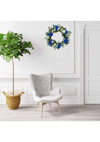 Silhouette Yapay Mavi Gül Çiçek Çelenk Kapı Çelengi Bahar Çelenk Ön Kapı Düğün Parti Pencere Duvar Ev Dekorasyon (Yurt Dışından) fırsatları