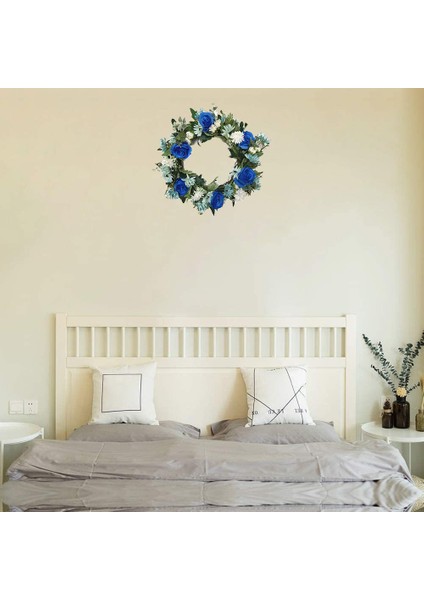 Silhouette Yapay Mavi Gül Çiçek Çelenk Kapı Çelengi Bahar Çelenk Ön Kapı Düğün Parti Pencere Duvar Ev Dekorasyon (Yurt Dışından) indirimleri