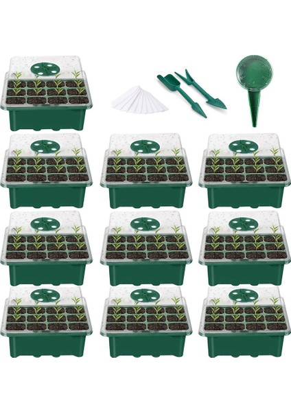 Silhouette 10 Paket Tohum Tepsileri Nem Ayarlı Kubbeli ve Tabanlı Bitki Çimlenme Kiti Ekim Tohumları Dağıtıcıyı Içerir (Yurt Dışından)