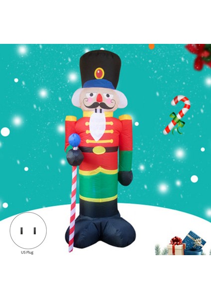 Silhouette 2.4m Fındıkkıran Noel Şişme LED Işık Up Dekor Açık Tatil Dekorasyon Noel Şişme Bebek-Abd Plug (Yurt Dışından)
