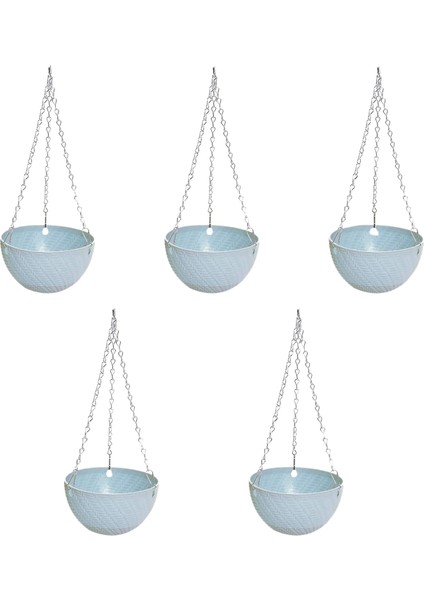 Silhouette 5 Adet Yuvarlak Plastik Asılı Sepet Saksı 16X10 cm Bahçe Tesisi Zincir Ekici Dekorasyon (Mavi) (Yurt Dışından)