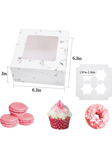 Silhouette 20 Paket Cupcake Kutuları Cupcake Kapları Ek Parçalı ve Pencereli Taşıyıcı Tutucular 4 Cupcake, Muffin, Kurabiye Sığar (Yurt Dışından) modelleri
