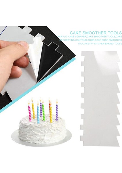 Silhouette 6 Parça Akrilik Kek Kazıyıcı Dekorasyon Kontur Tarak Kek Kenar Pürüzsüz Aracı Pasta Mutfağı 11 Desen (Yurt Dışından)