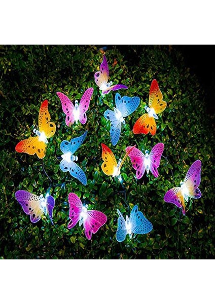 Silhouette 20 LED Güneş Enerjili Kelebek Fiber Optik Peri Dize Işıklar Su Geçirmez Düğün Açık Bahçe Dekorasyon Işıkları (Yurt Dışından) fiyatları