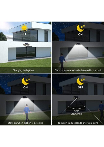 Silhouette Dış Mekan Güneş Işıkları 3 Ayarlanabilir Kafa Güneş Enerjili Dış Mekan Işıkları Dış Mekan Güneş Enerjili Hareket Sensörü Işıkları -1 Adet (Yurt Dışından) fiyatları