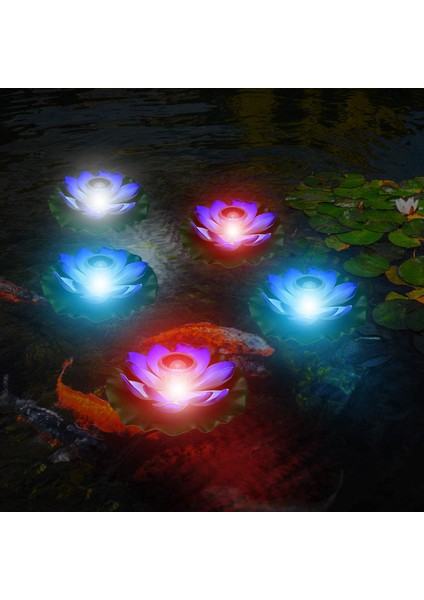 Silhouette 2 Adet Lotus Güneş Fener, Yüzer Havuz Işıkları Rgb LED Güneş Işıkları Lotus Çiçeği Su Geçirmez Yüzer Lamba D (Yurt Dışından)
