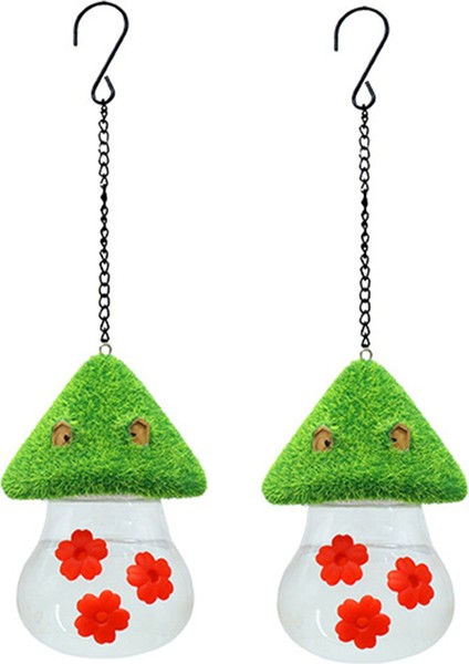 Silhouette Kuş Besleyici, Açık Havada Asmak Için Bahçe Kuş Besleyiciler, Su Musluğu Kuş Suyu ile Süslenmiş 3 Yaprak, Kırmızı Çiçekler (Yurt Dışından)