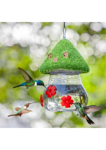 Silhouette Kuş Besleyici, Açık Havada Asmak Için Bahçe Kuş Besleyiciler, Su Musluğu Kuş Suyu ile Süslenmiş 3 Yaprak, Kırmızı Çiçekler (Yurt Dışından) modelleri