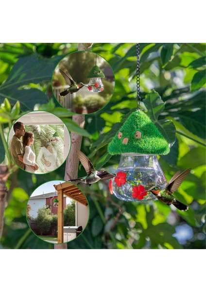 Silhouette Kuş Besleyici, Açık Havada Asmak Için Bahçe Kuş Besleyiciler, Su Musluğu Kuş Suyu ile Süslenmiş 3 Yaprak, Kırmızı Çiçekler (Yurt Dışından) indirimleri