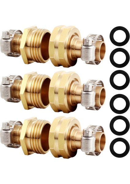 Silhouette Paslanmaz Çelik Kelepçeli Pirinç Hortum Tamir Konnektörü, 58 Inç Bahçe Hortumu Bağlantısı Için Uygun, Erkek ve Dişi Hortum 3 Takım (Yurt Dışından)