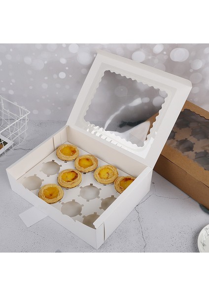 Silhouette 10'lu Paket Cupcake Kutuları, 12 Çıkarılabilir Parçalı Cupcake Kapları ve Muffinler Için Vitrinli Cupcake Tutucular (Yurt Dışından) modelleri