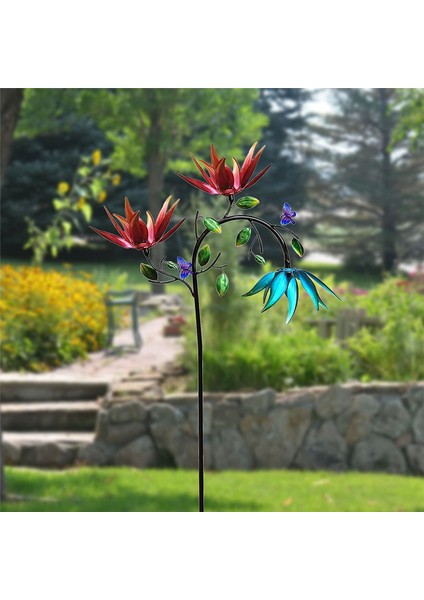 Silhouette Rüzgar Döndürücü, Bahçe ve Bahçe Için Rüzgar Döndürücüler Büyük Metal, 3 Dönen Çiçek ve Kelebekler (Yurt Dışından)