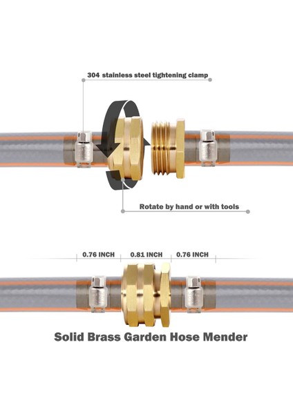 Silhouette Paslanmaz Çelik Kelepçeli Pirinç Hortum Tamir Konnektörü, 58 Inç Bahçe Hortumu Bağlantısı Için Uygun, Erkek ve Dişi Hortum 3 Takım (Yurt Dışından) fiyatları