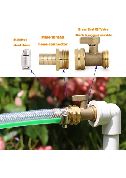 Silhouette Paslanmaz Çelik Kelepçeli Pirinç Hortum Tamir Konnektörü, 58 Inç Bahçe Hortumu Bağlantısı Için Uygun, Erkek ve Dişi Hortum 3 Takım (Yurt Dışından) indirimleri