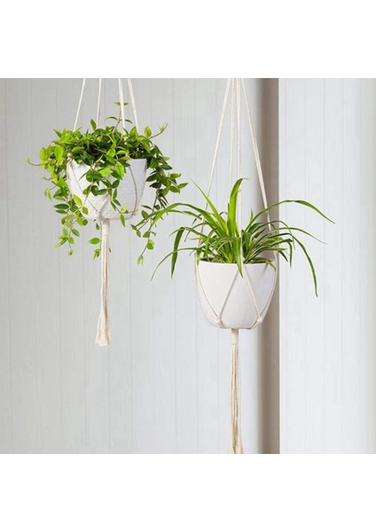 Silhouette Makrome Bitki Askı 2 Adet Kapalı Açık Duvar Asılı Ekici Sepeti-Pamuk Halat Modern Dekor (Yurt Dışından) fiyatları