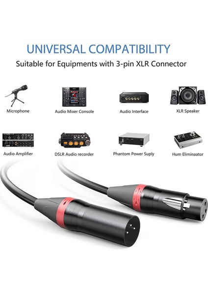 Paket 10 Ft Xlr Mikrofon Kabloları, Xlr Kablo Xlr Erkek Kadın Ses Mikrofon Kablosu Mikrofon Xlr Kararlı Bağlantı (Yurt Dışından)