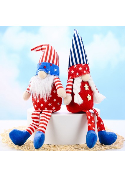 Silhouette 2 Adet Amerikan Bağımsızlık Günü Sivri Şapka Uzun Bacaklar Pentagram Cüce Peluş Bebek Gnome Dekorasyon Çocuk Oyuncak (Yurt Dışından) modelleri
